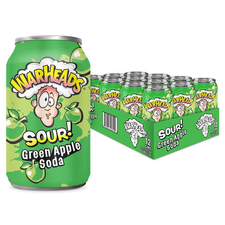 Warheads Green Apple Soda Cans x 12
