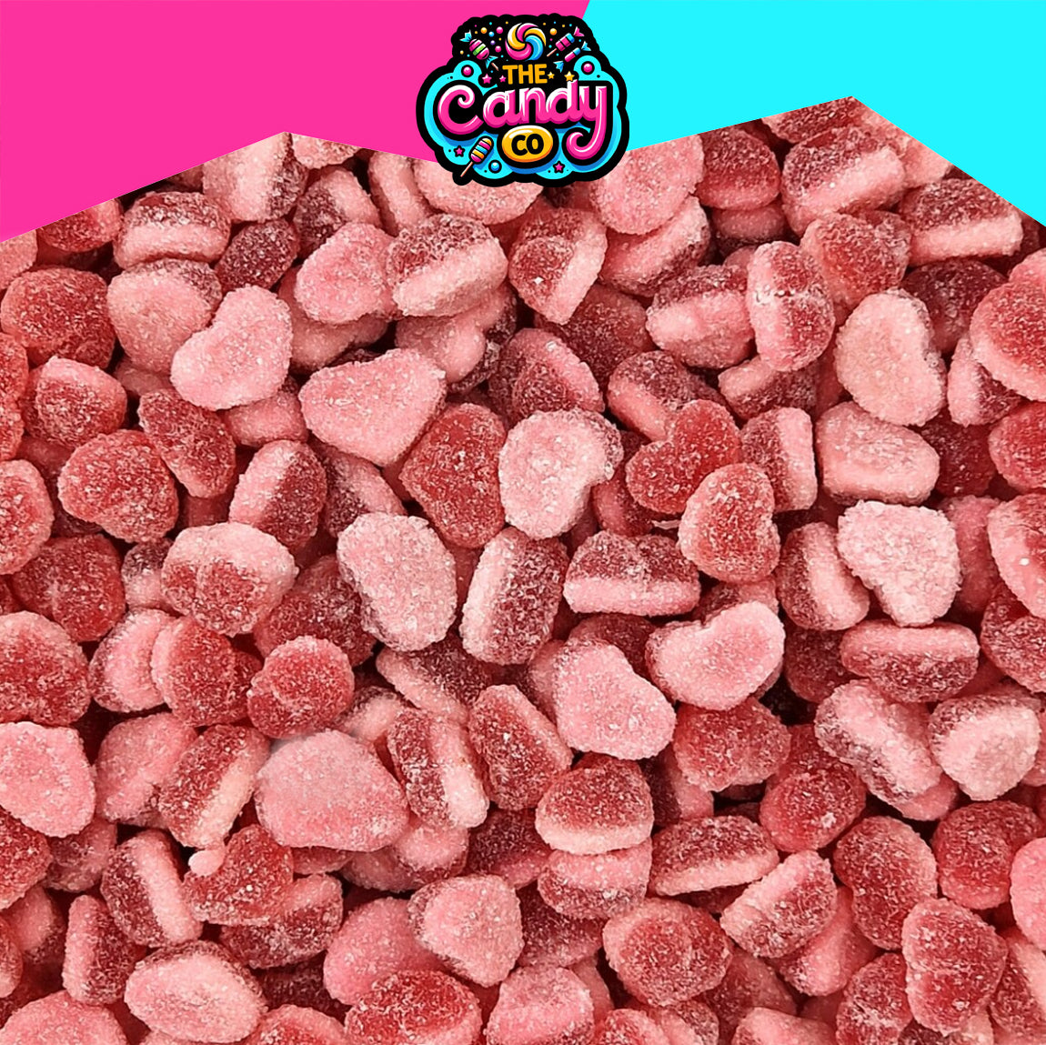 Fizzy Strawberry Hearts - 100g