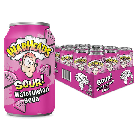 Warheads Sour Watermelon Soda Cans x 12