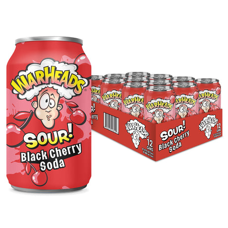 Warheads Black Cherry Soda Cans x 12